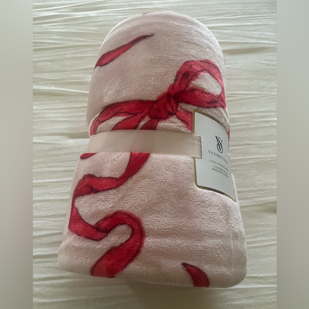 Victoria's Secret Pink and Red Plush Blanket - Picture 2 of 3